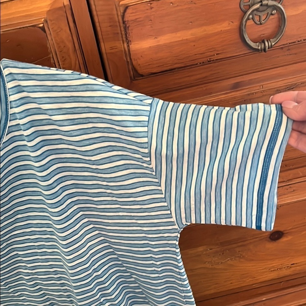 Talbots Blue and White Striped Short Sleeve Tee NWOT - Picture 2 of 7